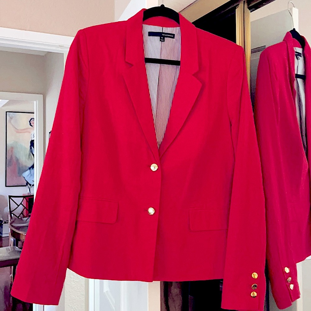 Harve Benard Red Linen Jacket Size 12